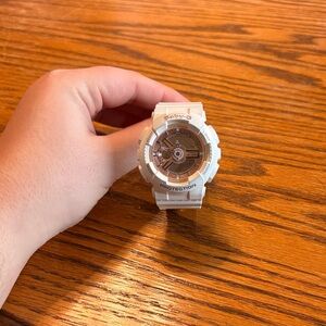 G-Shock Baby-G White and Rose Gold Analog-Digital Sport Watch
